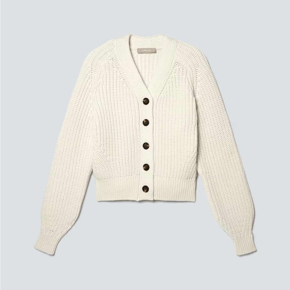 Everlane Cream Chunky Knit Button-Front Cardigan